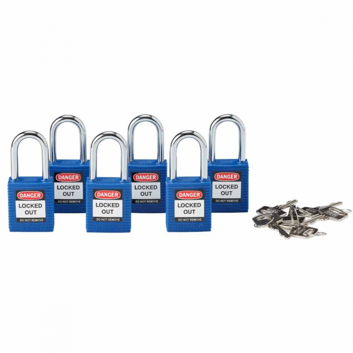 Candado Brady de Seguridad C Llaves Iguales Azul C6pzas  image number null