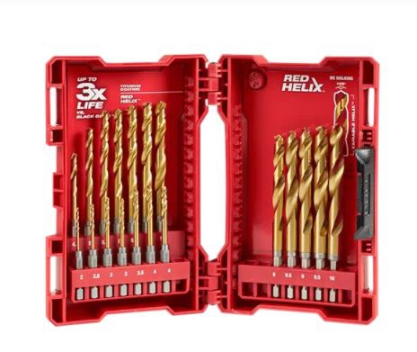 JUEGO DE BROCAS METRICO MILWAUKEE 48894860 DE TITANIO SHOCKWAVE RED HELIX 19 PZAS  image number null