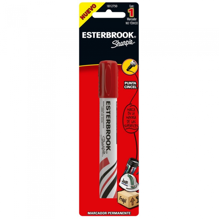 Marcador Esterbrook 1812750 Tinta Roja Punta Cincel Permanente Pieza  image number null