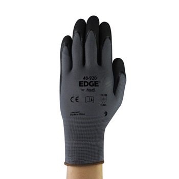 GUANTE ANSELL EDGE FORRO POLISTER GRIS OSCURO RECUBRIMIENTO DE NITRILO NEGRO NBR T7  image number null