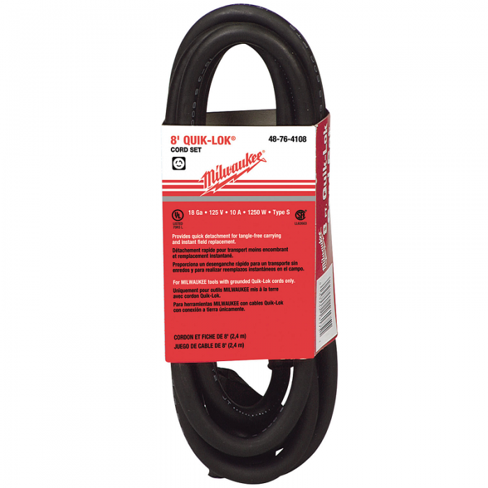CABLE MILWAUKEE 48764108 8 FT 3 HILOS CON SEGURO GIRATORIO Y CAMBIO RAPIDO  image number null