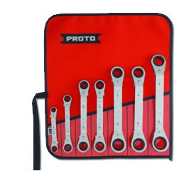 JUEGO DE LLAVES PROTO J1180MA ESTRIADAS ACODADAS CON MECANISMO DE TRINQUETE REVERSIBLES C7 PIEZAS  image number null