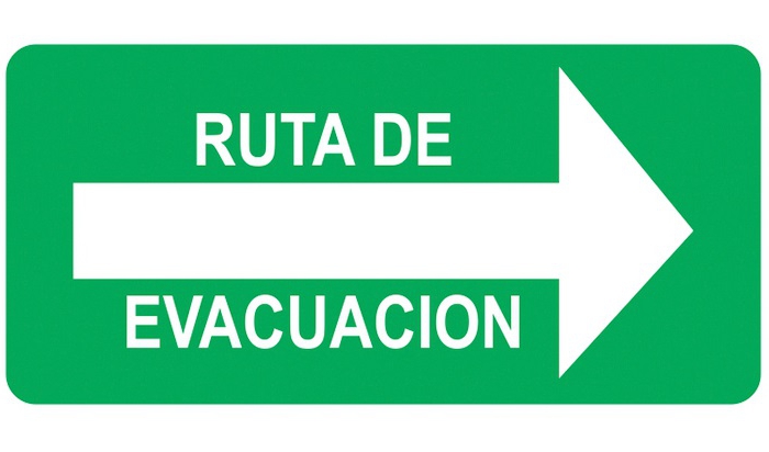 Señal Vallen de Estireno Fotoluminiscente de 20 X 30 Cm CFlecha Derecha y Leyenda Ruta de Evacuacion  image number null