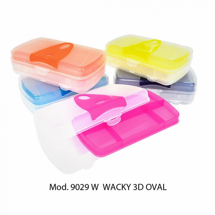 ESTUCHE SABLON 9029W ESCOLAR WACKY 3D OVAL ROSA  AZUL  VERDE  ROJO  HUMO  image number null