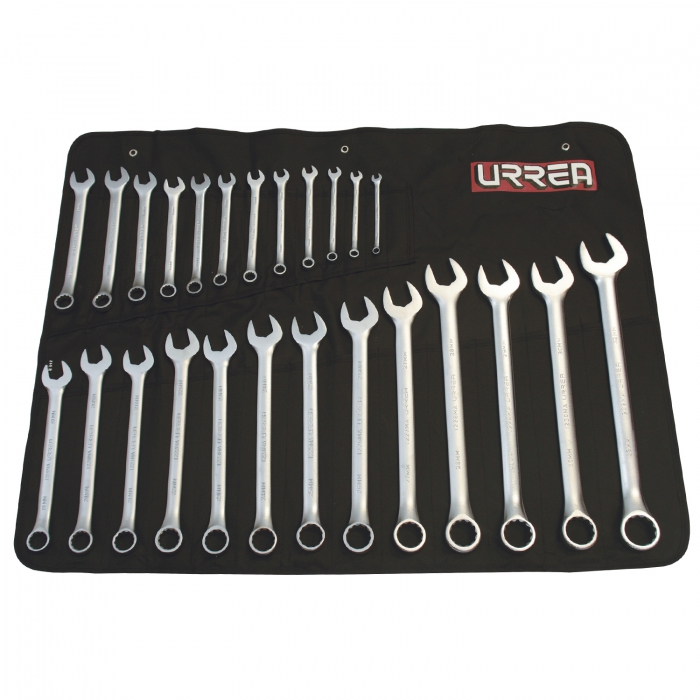 JUEGO URREA 1200QMA DE 25 LLAVES COMBINADAS SATINADAS 12 PUNTAS M&Eacute;TRICAS  image number null