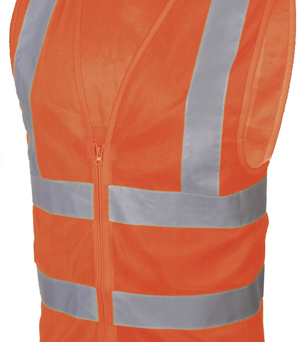 CHALECO JYRSA SR1139ANCR ALTA VISIBILIDAD 1 POLIESTER NARANJA CON REFLEJANTES GRIS 2 IN ZIPPER AL FRENTE  image number null