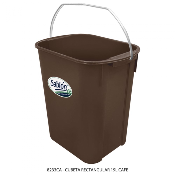 CUBETA SABLON 8233CA RECTANGULAR 19L CAFE CAFE  image number null
