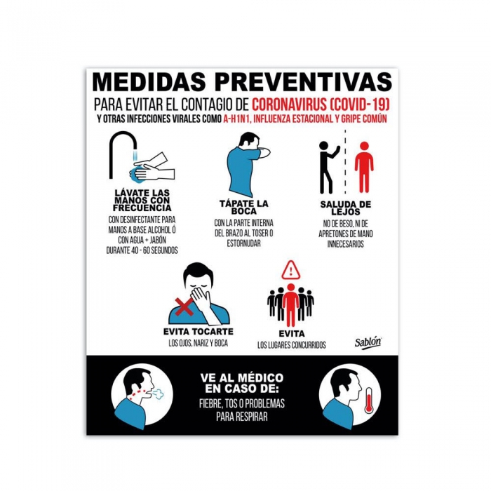 SE&Ntilde;ALAMIENTO SABLON 7868 EN ACR&Iacute;LICO DE 40 X 34 CM MEDIDAS PREVENTIVAS COVID19  image number null