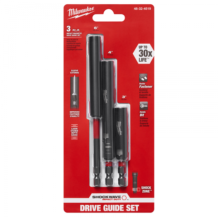 JUEGO DE GUIA MILWAUKEE 48324519 DE IMPACTO MAGNETICO DE IMPACTO DE 3 PIEZAS SHOCKWAVE  image number null