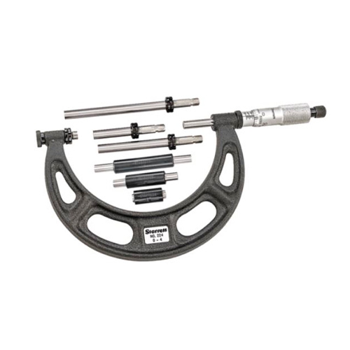JUEGO DE MICROMETRO STARRETT 224AARLZ DE YUNQUE INTERCAMBIABLE DE 0 A 4 IN  image number null