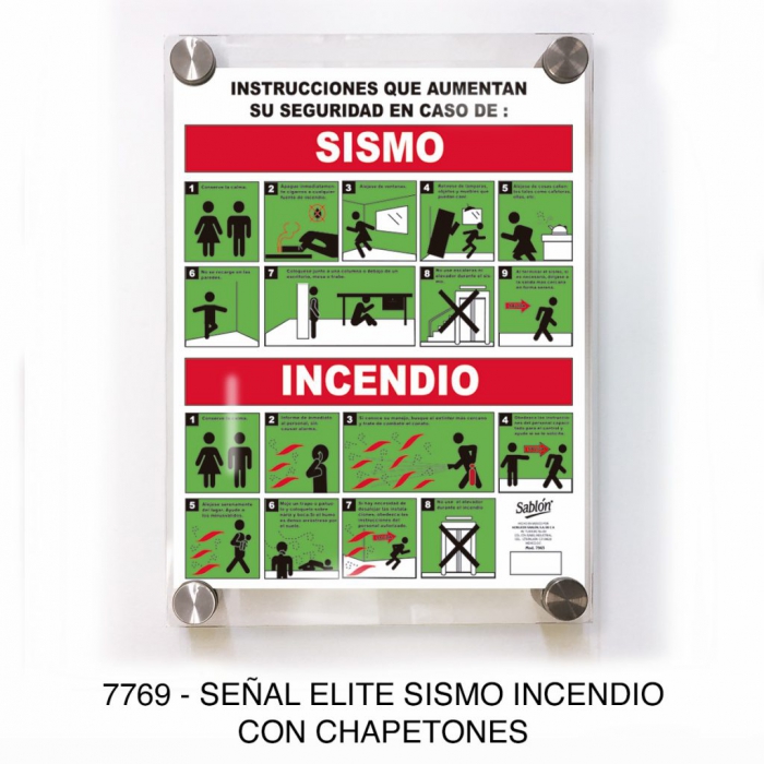 SENAL SABLON 7769 ELITE CHAPETON SISMO INCENDIO TRANSPARENTE IMPRESO BLANCO  NEGRO  ROJO  image number null