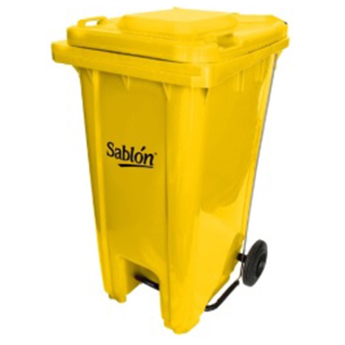 CESTO SABLON 8143AM DE POLIPROPILENO AMARILLO 240 L CPEDAL RUEDAS Y TAPA  image number null