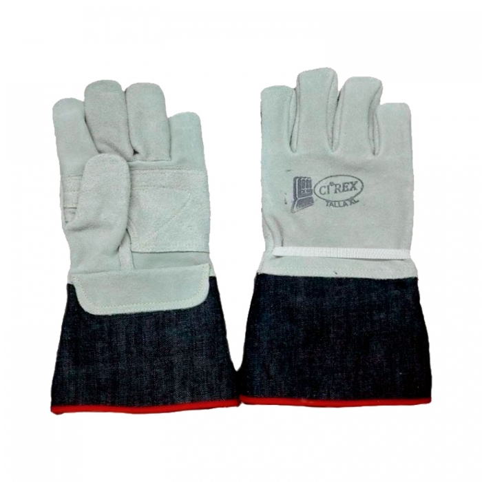 Guante Ci Rex Monza de Carnaza CRefuerzo y Forro de Algodon Afelpado Ajuste Elastico en el Dorso Pu&ntilde;o Largo de Mezclilla Mano Derecha TXl  image number null