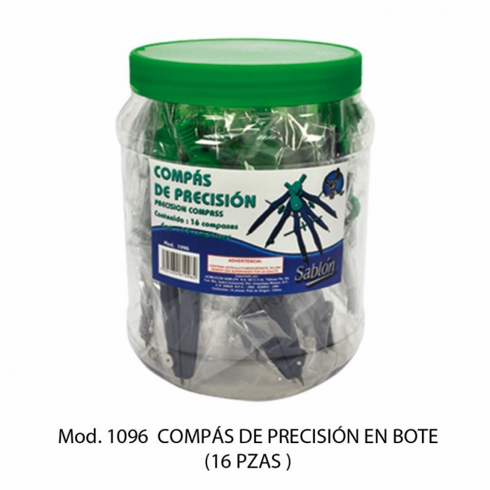BOTE SABLON 1096 C 16 PZ COMPAS PRECISION PLASTICO AZUL  image number null