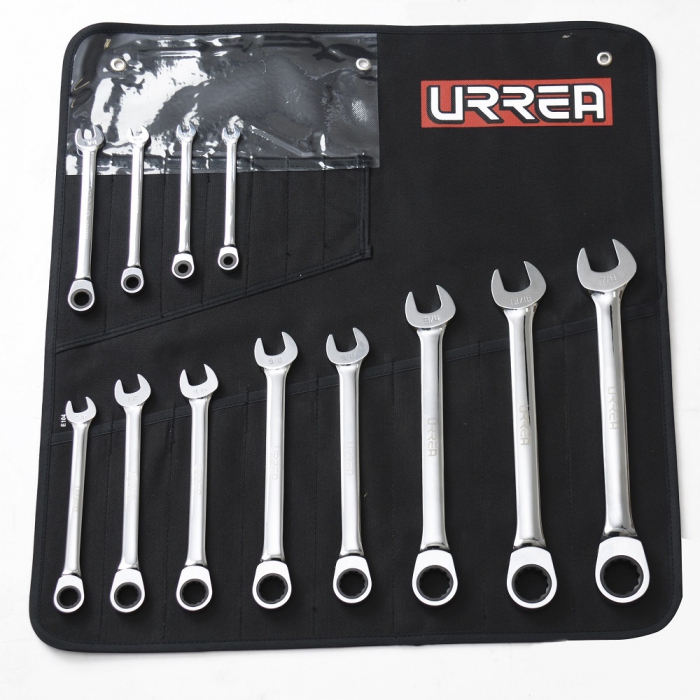 JUEGO URREA 1201MCM DE 15 LLAVES COMBINADAS DE MATRACA MÉTRICAS  image number null