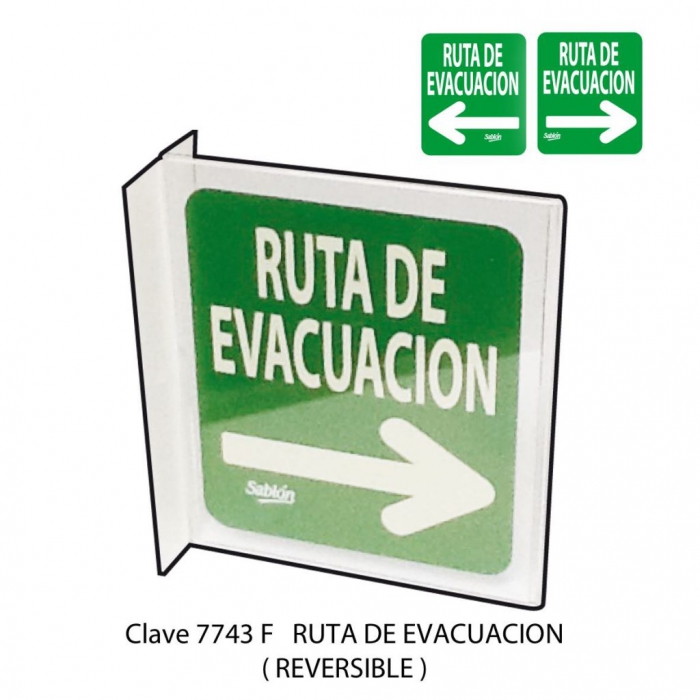 SENAL SABLON 7743F TRIANGULAR RUTA EVACUACUACION VERDE  BLANCO  image number null
