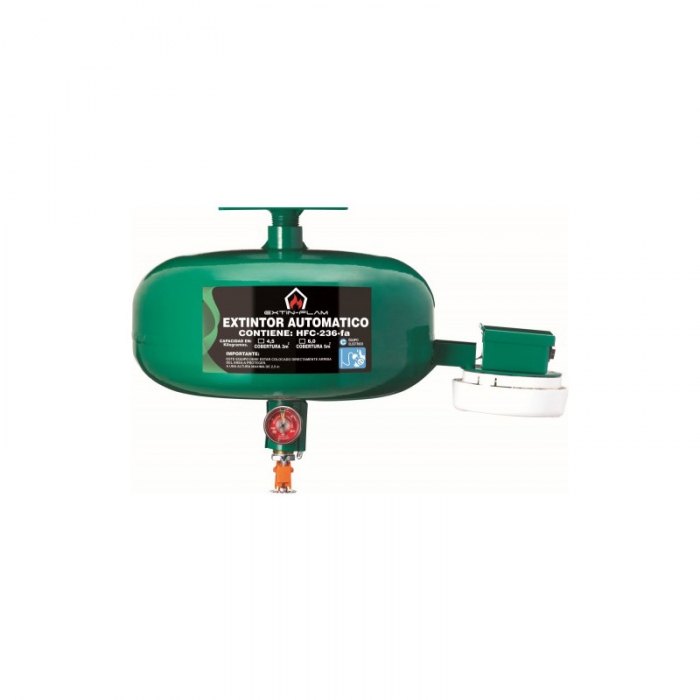EXTINTOR AUTOMATICO EXTINFLAM DE ACERO VERDE HFC236 6 KGS CDETECTOR  image number null