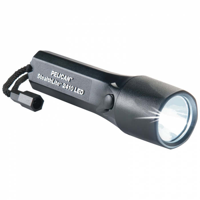 LINTERNA DE MANO PELICAN STEALTHLITE NEGRO CUERPO DE PLASTICO SUMERGIBLE A 1 MT INCLUYE 4 BATERIAS ALCALINAS LED 126 LUMENES MOD 2410 LED  image number null