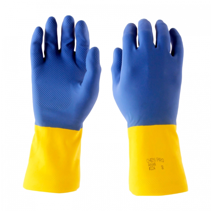 GUANTE ANSELL CHEMI-PRO DE LATEX/NEOPRENO AZUL PUNO AMA  image number null