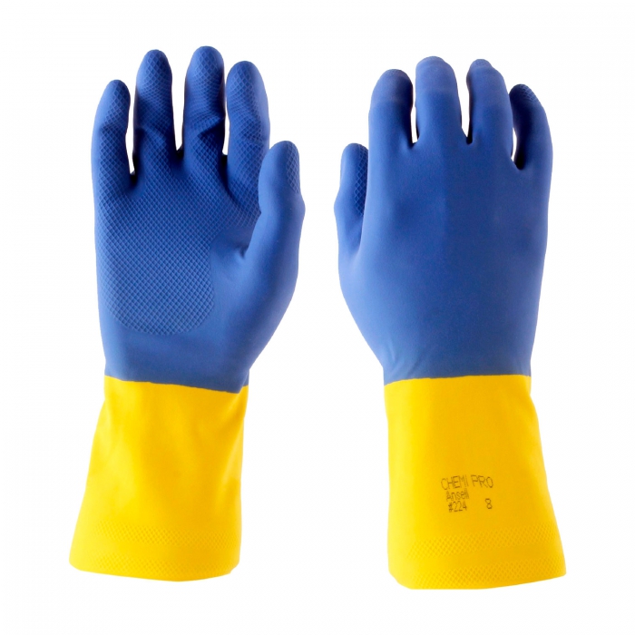 GUANTE ANSELL CHEMIPRO DE LATEXNEOPRENO AZUL PUNO AMARILLO DE 13 IN T8  image number null