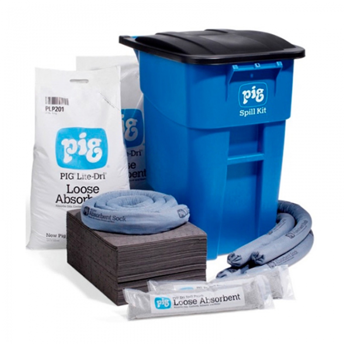 KIT PDERRAMES NEW PIG CARRO DE POLIETILENO AZUL CACCESORIOS ABSORBENTES CAP 37 GAL  image number null