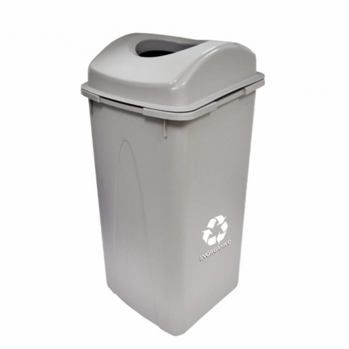 Cesto de Basura Sablon 8674in 80l Tapa Eliptica con Impresi&oacute;n Inorganico Gris  image number null