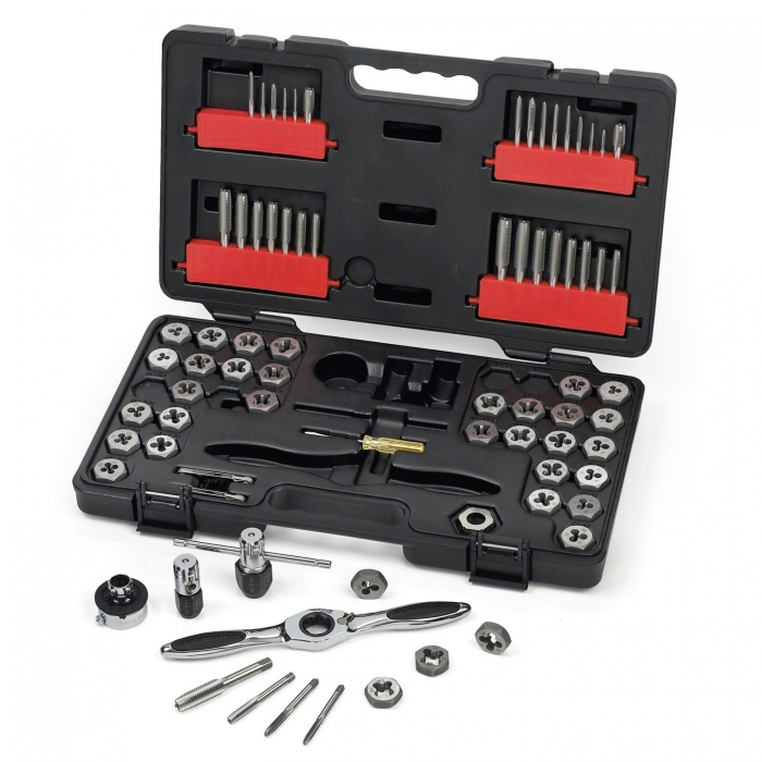 JUEGO DE DADOS Y MACHUELOS Y TARRAJAS GEARWRENCH 3887 CON MATRACA 77 PIEZAS  image number null