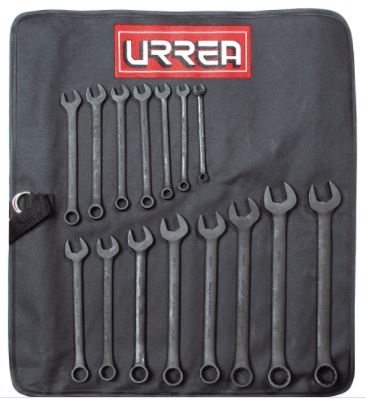 JUEGO URREA 1200FB DE 15 LLAVES COMBINADAS BLACK 12 PUNTAS EN PULGADAS  image number null