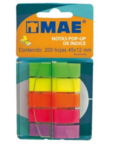 NOTAS MAE 26002 DE INDICE POP UP DESPACHADOR 5 COLORES 200H  image number null