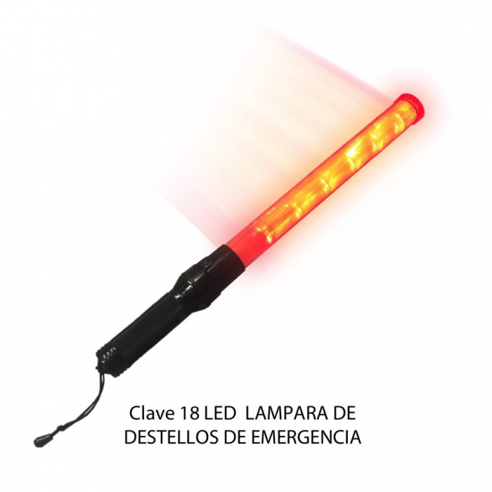 LAMPARA SABLON 18LED DE DESTELLOS DE EMERGENCIA NARANJA  NEGRO  image number null