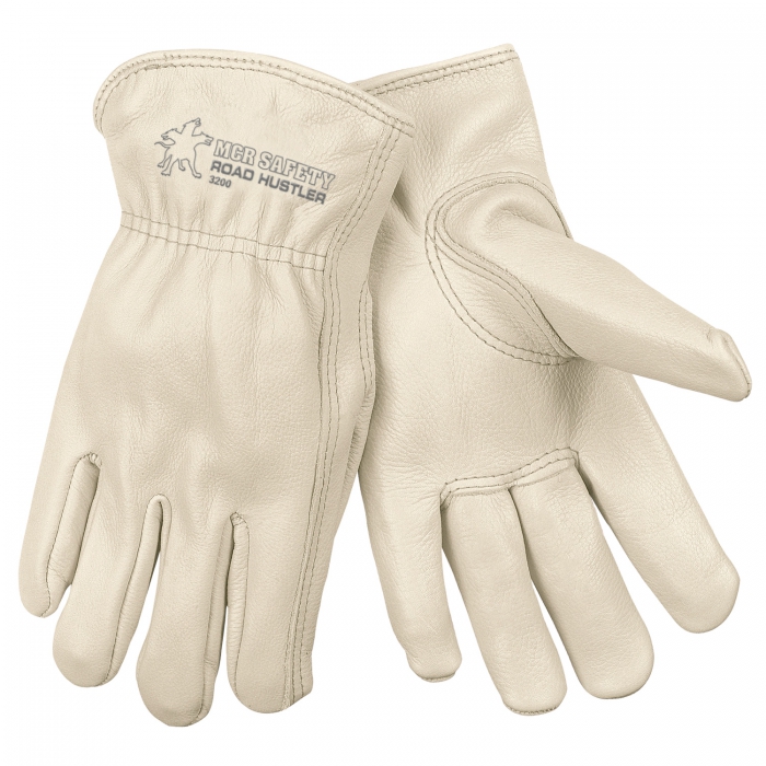 GUANTE MCR MOD.3200 DE PIEL DE VACA CON PUÑO ELASTICO BLANCO TL  image number null