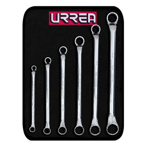 JUEGO DE 6 LLAVES DE ESTRIAS URREA 8100C DE 45 GRADOS 12 PUNTAS  image number null