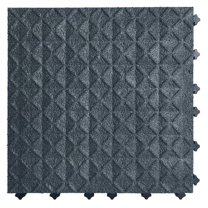TAPETE ERGO ANTI FATIGA CERRADO DE PVC Y CARBURO DE SILICIO NEGRO ANTIDERRAPANTE DE 18 X 18 X 1 IN  image number null