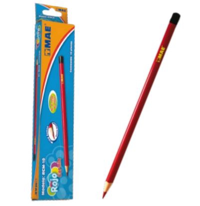 LAPIZ MAE RCM10 CHECADOR ROJO CARMIN CAJA CON 10 PIEZAS  image number null