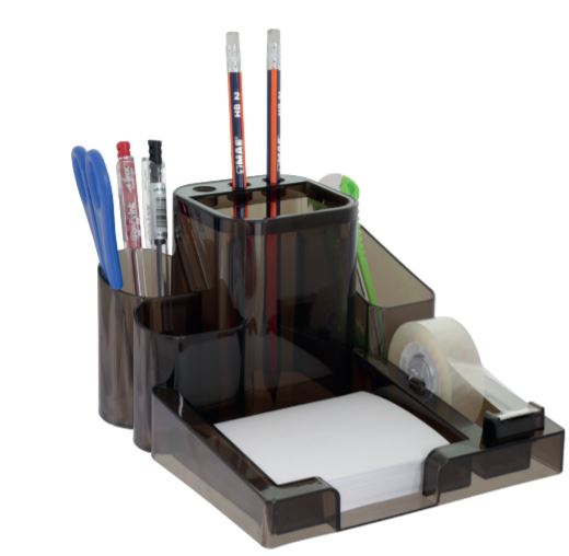 ORGANIZADOR MAE M740.1 DE ESCRITORIO CON PORTA LAPIZ NOTAS CLIPS COLOR HUMO  image number null