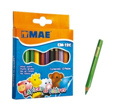 LAPICES MAE CM12C DE COLORES CORTOS CAJA CON 12 PIEZAS  image number null