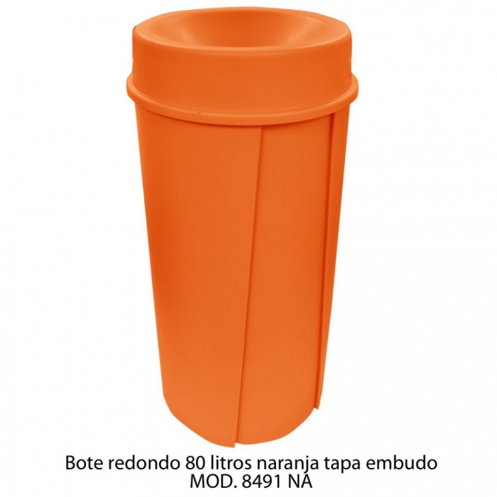 BOTE SABLON 8491NA REDONDO 80L TAPA EMBUDO NARANJA  image number null