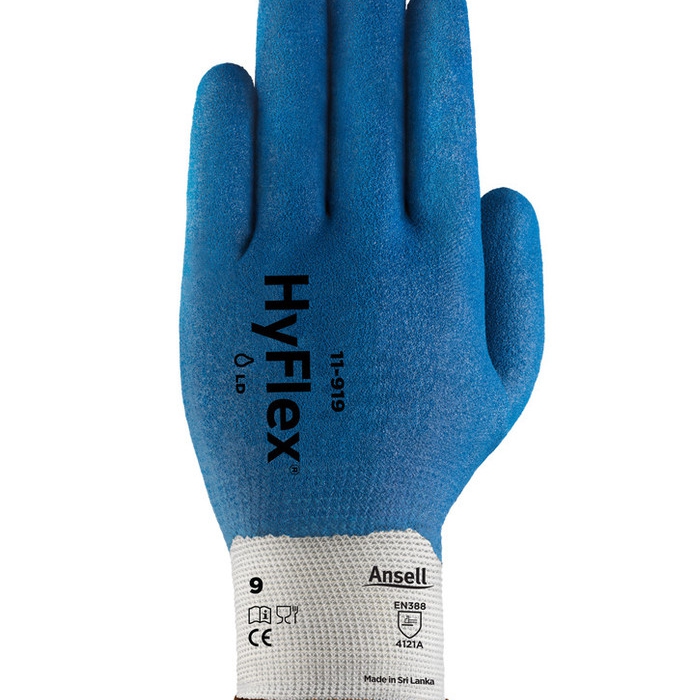 GUANTE ANSELL NITROTOUGH N1700 IDEAL PMANIPULACIONES EN GENERAL RECUBRIMIENTO EN NITRILO SOBRE SOPORTE DE NYLON SIN COSTURAS DE GALGA 13 AZUL T10  image number null