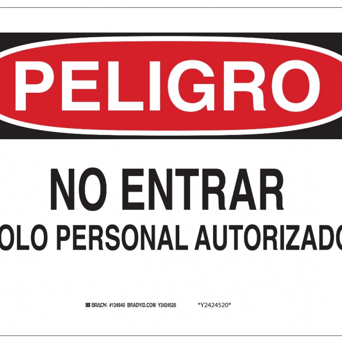 Se&ntilde;al Brady de Plastico BlancoNegro Ancho 10 In Altura 7 In Leyenda Peligro No Entrar Solo Personal Autorizado  image number null