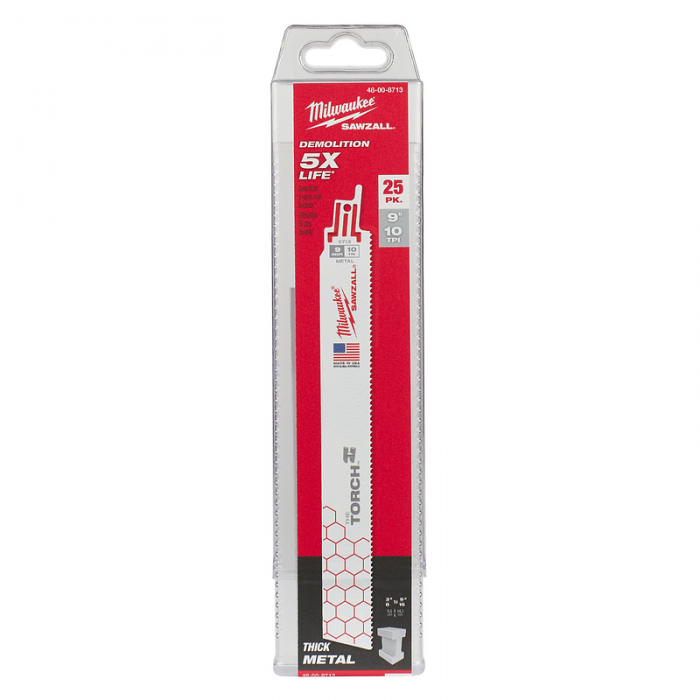HOJA MILWAUKEE 48008713 10 LARGO 9IN 25 POR PAQUETE TPI THE TORCH  image number null