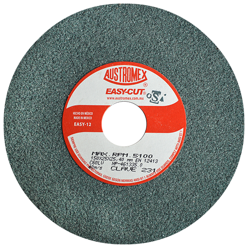 RUEDA AUSTROMEX 231 VITRIFICADA PARA ESMERILADO DE CARBURO DE TUNGSTENO EASYCUT TIPO R.T. 1 DIMENSION 150X25X25.4 ESPECIFICACION C60V231  image number null