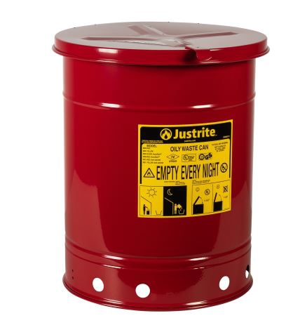 BOTE JUSTRITE DE ACERO ROJO TAPA MANUAL 10 GAL PRESIDUOS ACEITOSOS  image number null