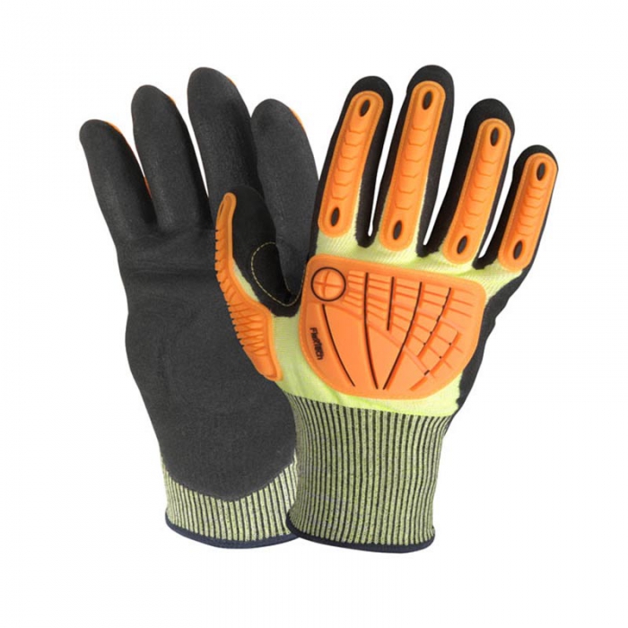 GUANTE WELLS LAMONT FLEXTECH TEJIDO DE FIBRAS CON RECUBRIMIENTO DE NITRILO Y TPR CONTRA IMPACTO NEGRONARANJA TM  image number null