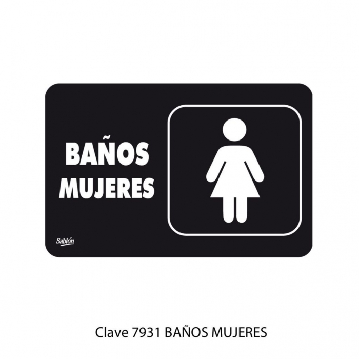 SENAL SABLON 7931 BAÑOS MUJERES 22.8X15.2 NEGRO IMPRESO BLANCO  image number null