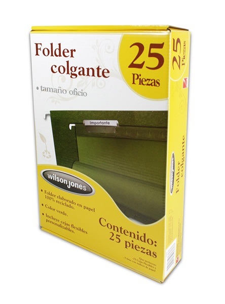 FOLDER WILSON JONES P3631 COLGANTE TAMAÑO OFICIO VERDE CAJA C25 PZAS  image number null