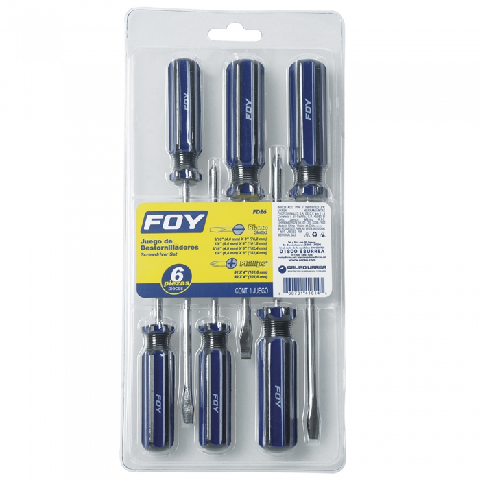 JUEGO FOY FDE6 DE 6IN DESTORNILLADORES MANGO PVC COMBINADO  image number null