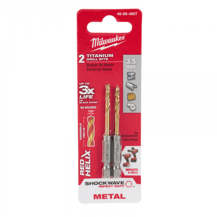 BROCA MILWAUKEE 48894807 METRICAS DE TITANIO SHOCKWAVE RED HELIX 3.5MM  image number null