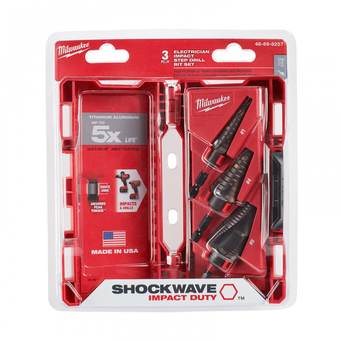 KIT ELECTRICO MILWAUKEE 48899257 DE BROCAS ESCALONADAS N.1 N.4 N.9 3PZS  image number null