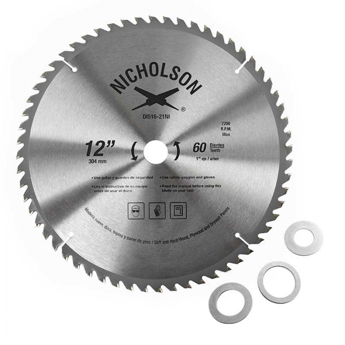 DISCO NICHOLSON DI51621NI SIERRA CARBURO 12 IN 60 DTES EJE 1 IN  image number null