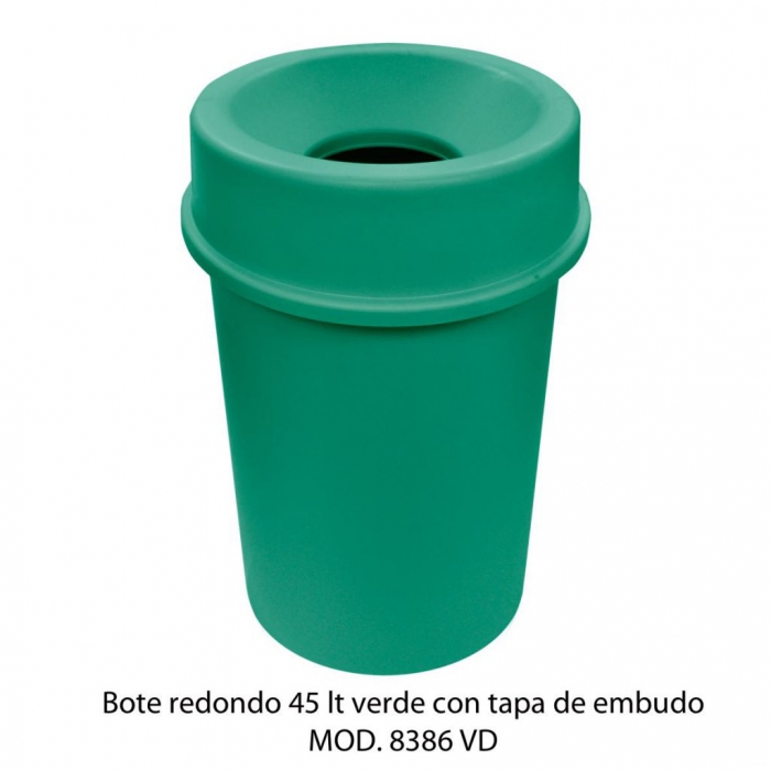 BOTE SABLON 8386VD REDONDO 45L TAPA EMBUDO VERDE  image number null